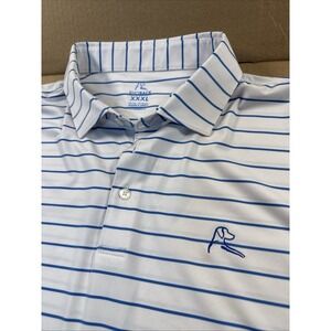 Rhoback Polo Shirt Men 3XL Blue Stripe Performance Golf Stretch, Company Logo